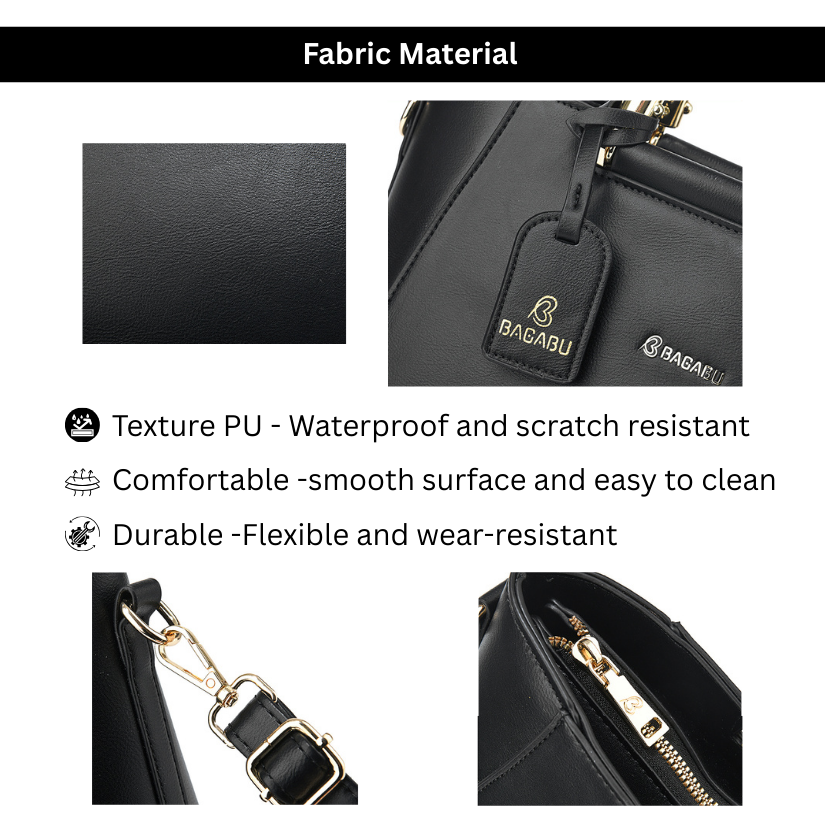 Verona Structured Vegan Leather Work Bag (Black)