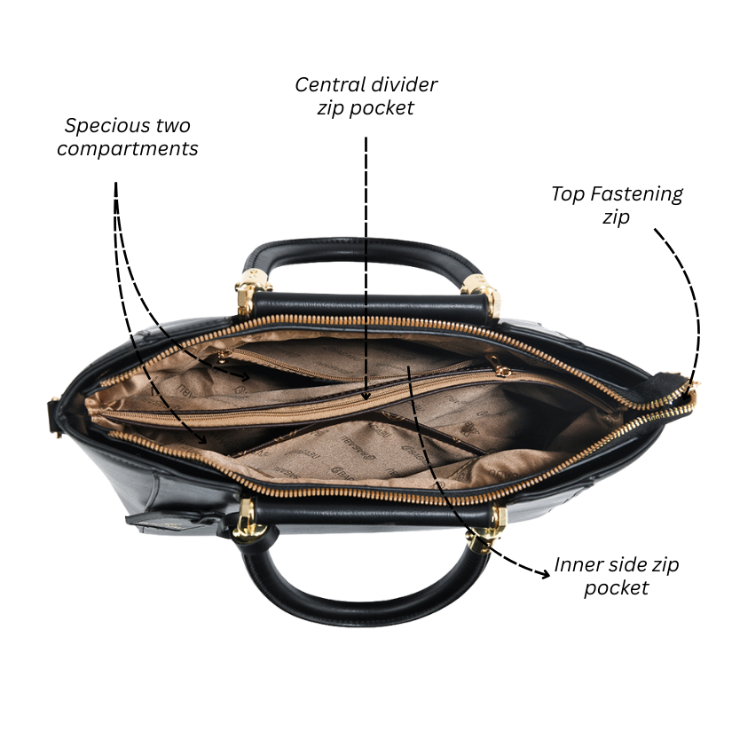 Verona Structured Vegan Leather Work Bag (Black)