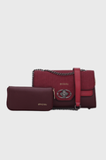 Bagabu Elegance Chain Shoulder Bag for Women (Burgundy)