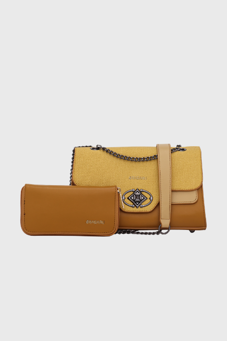 Bagabu Elegance Chain Shoulder Bag for Women (Yellow)