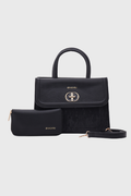 Bagabu Elegant Knitted Fabric Satchel Handbag (Black)