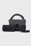 Bagabu Luxe Rope Handle Satchel Bag with Wallet (Black)