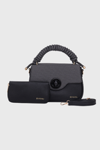 Bagabu Luxe Rope Handle Satchel Bag with Wallet (Black)
