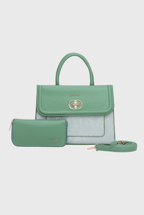 Bagabu Elegant Knitted Fabric Satchel Handbag  ( Saga Green)