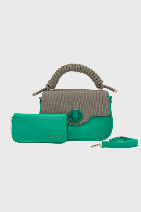 Bagabu Luxe Rope Handle Satchel Bag with Wallet (Green)
