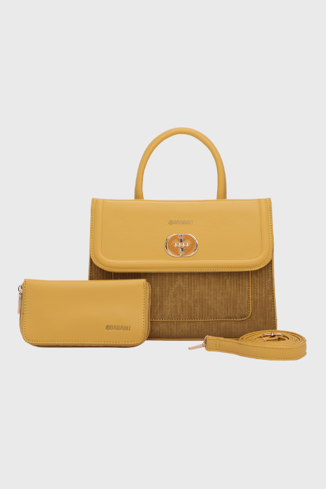 Bagabu Elegant Knitted Fabric Satchel Handbag (yellow)