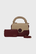 Bagabu Luxe Rope Handle Satchel Bag with Wallet (Burgundy)