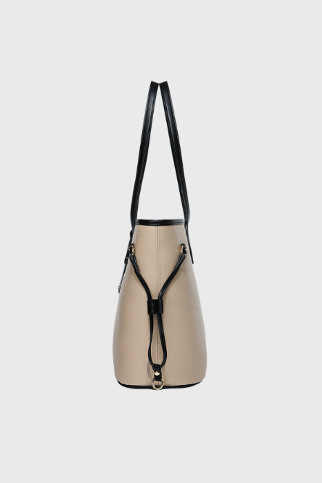 Elara Vegan Leather Tote Bag (Khaki)
