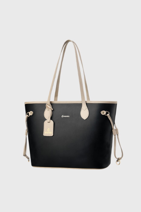 Elara Vegan Leather Tote Bag (Black)