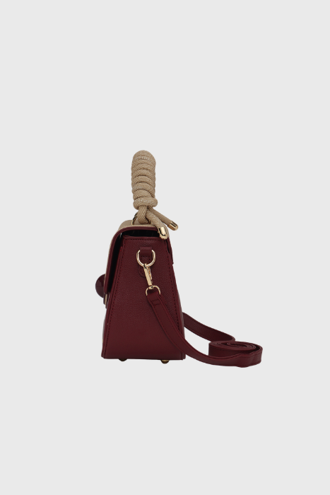 Bagabu Luxe Rope Handle Satchel Bag with Wallet (Burgundy)