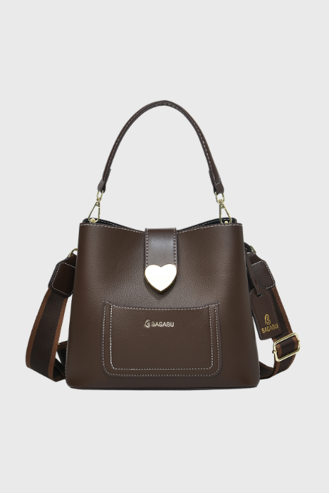 The Heart Locked Dual-Strap Handbag (Brown)