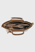 Verona Structured Vegan Leather Work Bag (Brown)