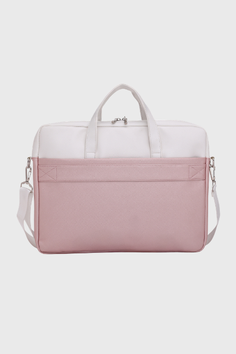 Bagabu Professional Laptop Tote Bag for Men & Women (Pink & White)