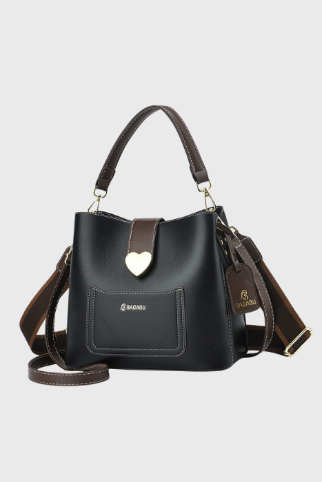 The Heart Locked Dual-Strap Handbag (Black)