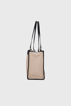 Bagabu Designer-Inspired Linen Fabric Tote (Beige & Black)