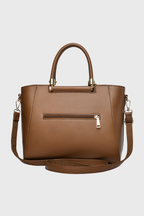 Verona Structured Vegan Leather Work Bag (Brown)
