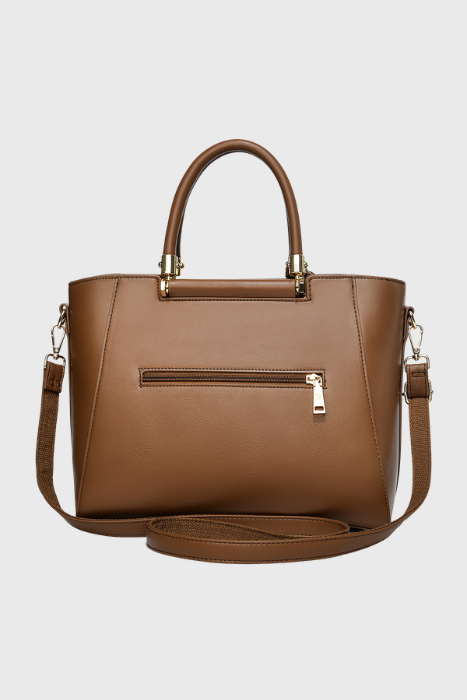 Verona Structured Vegan Leather Work Bag (Brown)