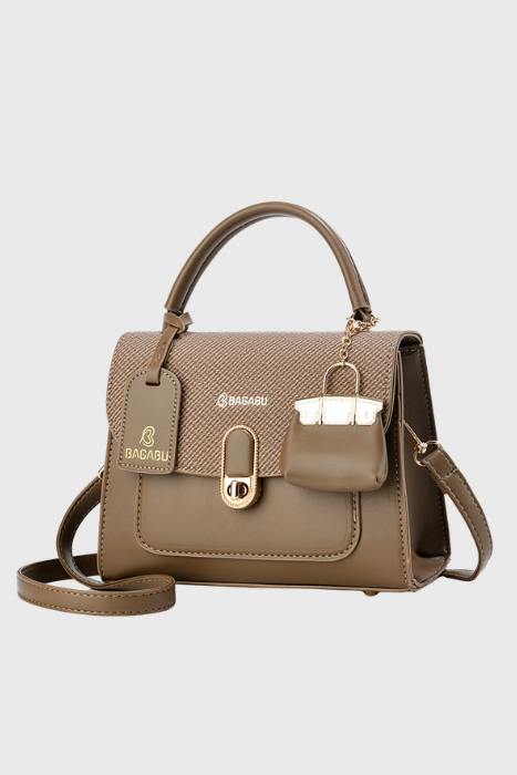 Bagabu Women's Premium Vegan Leather Satchel Handbag (khakhi)