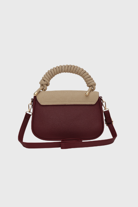 Bagabu Luxe Rope Handle Satchel Bag with Wallet (Burgundy)