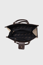 Bagabu Designer-Inspired Linen Fabric Tote (Beige & Coffee)