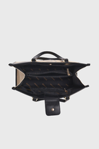 Bagabu Designer-Inspired Linen Fabric Tote (Beige & Black)