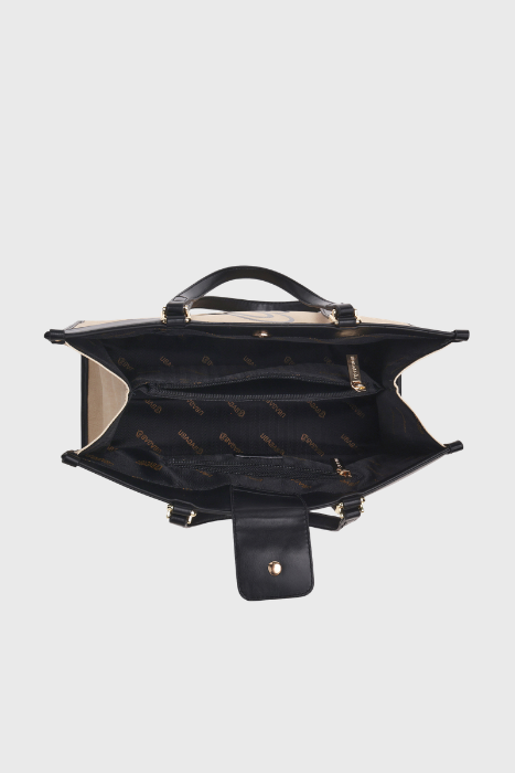 Bagabu Designer-Inspired Linen Fabric Tote (Beige & Black)