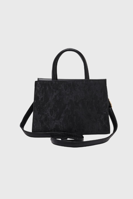 Bagabu Elegant Knitted Fabric Satchel Handbag (Black)