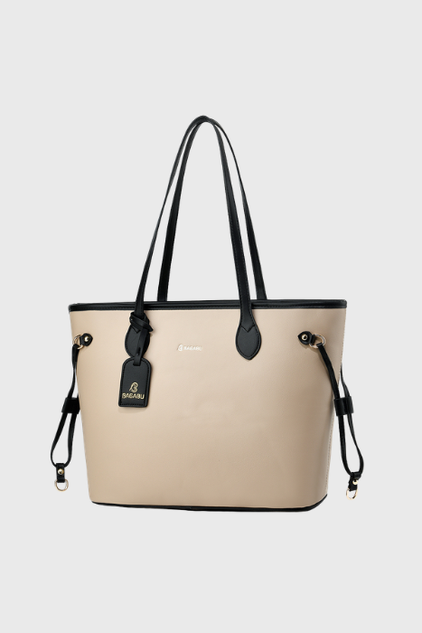 Elara Vegan Leather Tote Bag (Khaki)