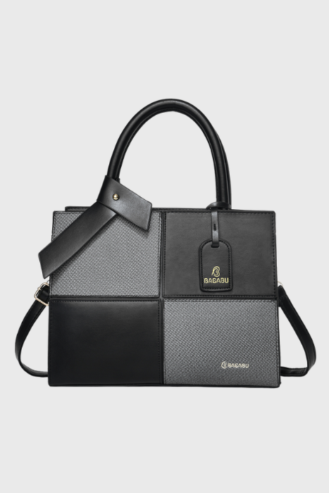Bagabu Quadra Luxe Premium Vegan Leather Tote Set (black)