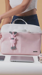 Apex PU Leather Laptop Bag with Strap (Pink & White)