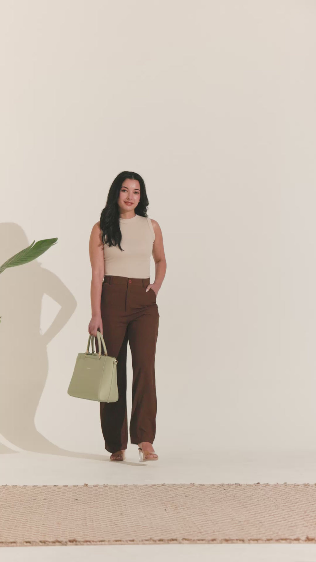 Verona Structured Vegan Leather Work Bag (Pastel Green)