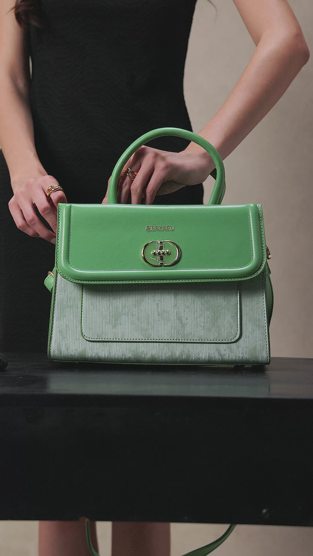 Meadow, Medium Vegan Leather Handbag (green)