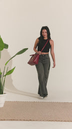 Verona Structured Vegan Leather Work Bag (Red)