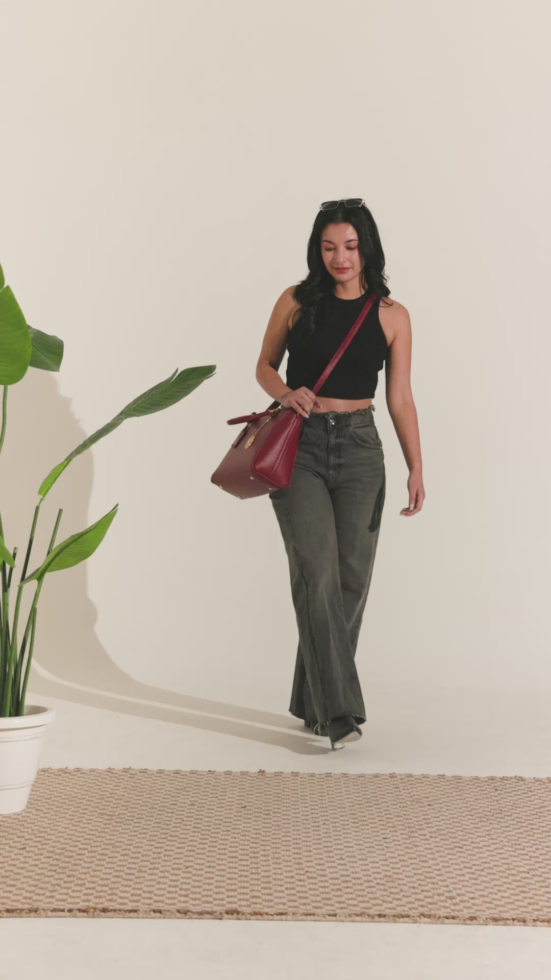 Verona Structured Vegan Leather Work Bag (Red)