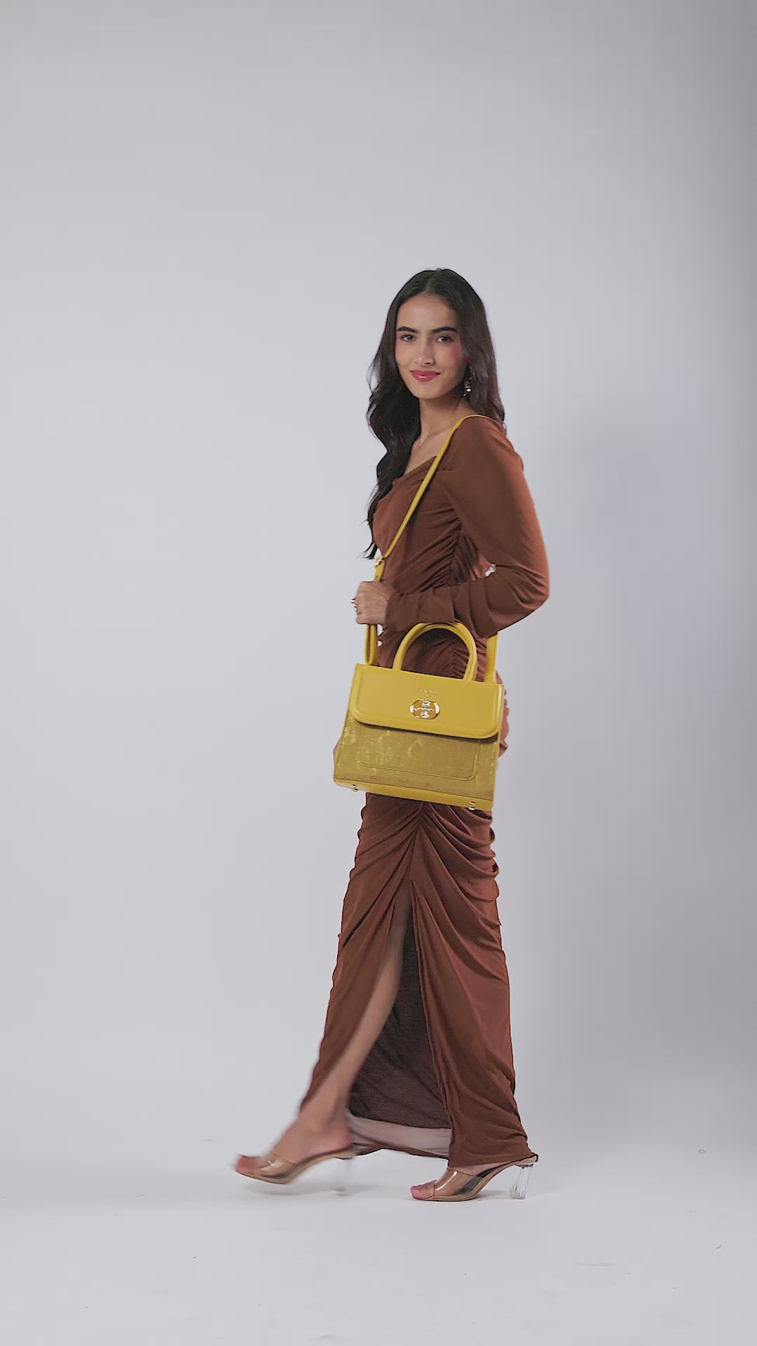 Bagabu Elegant Knitted Fabric Satchel Handbag (yellow)
